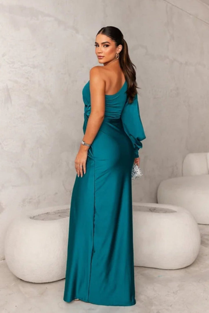 Seraphina - Asymmetric Satin Draped Gown™