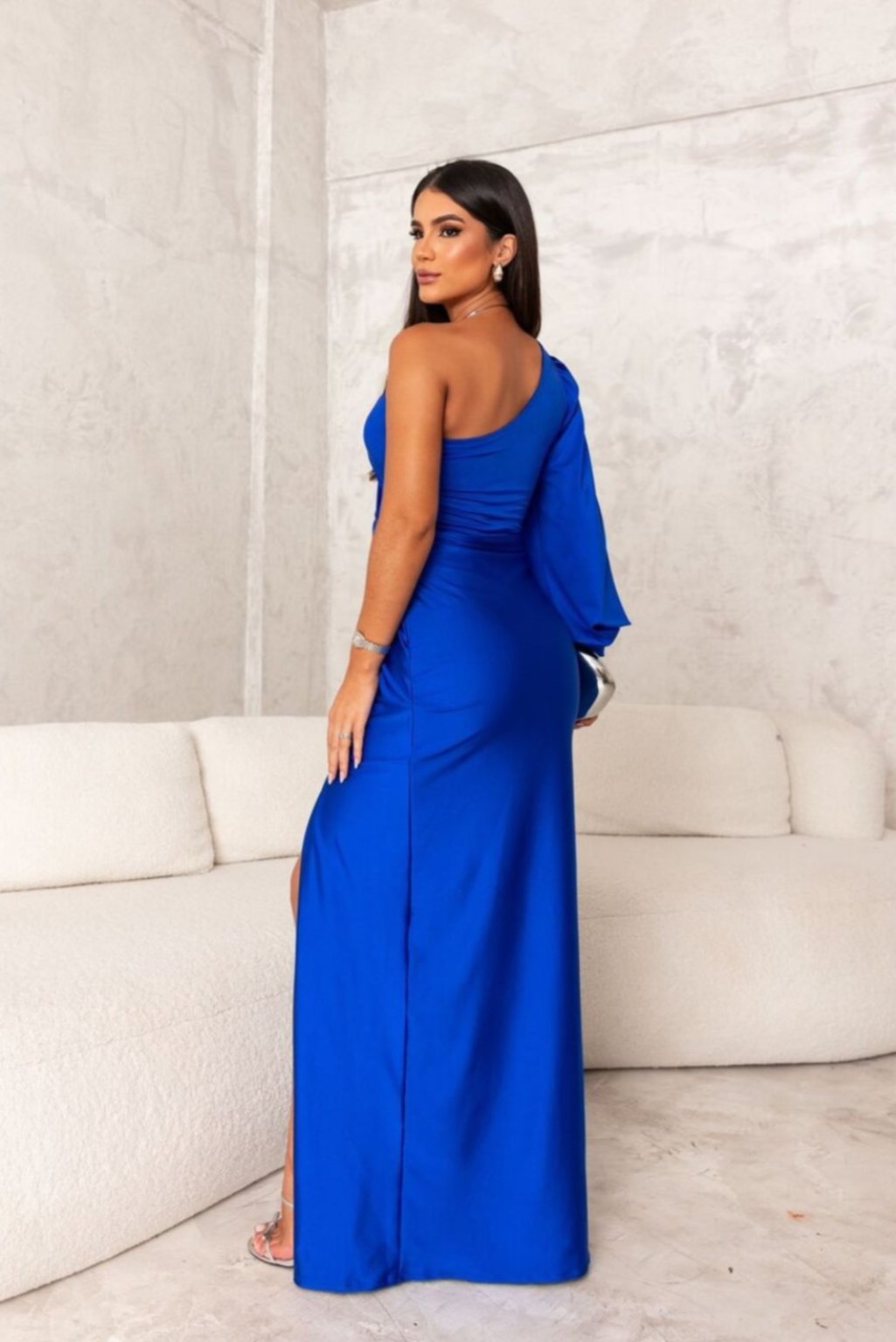 Seraphina - Asymmetric Satin Draped Gown™