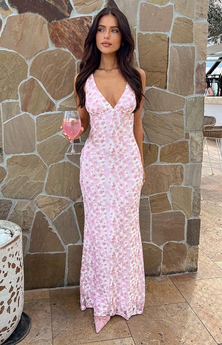 Amira™ | Blush Lace Maxi Dress