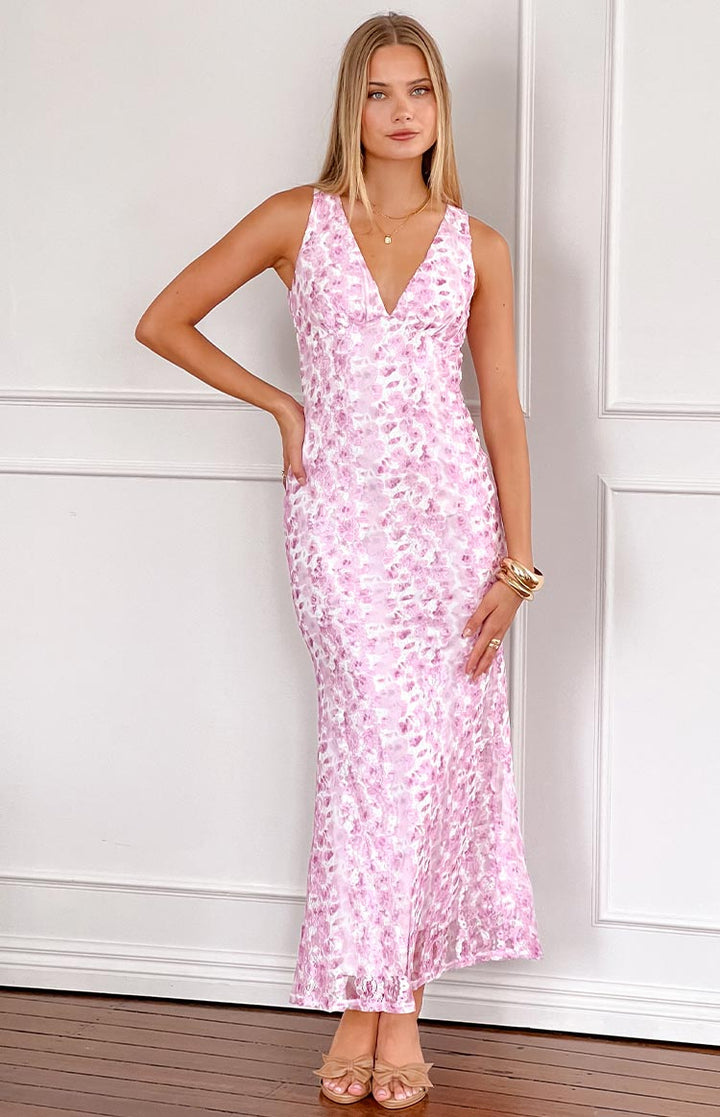 Amira™ | Blush Lace Maxi Dress