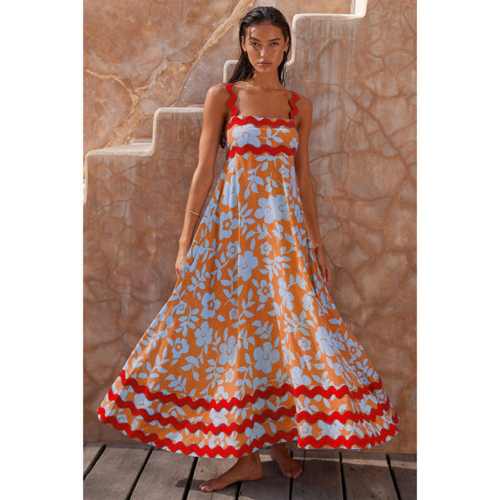 Wrenley - Boho Slash Neck Maxi Dress