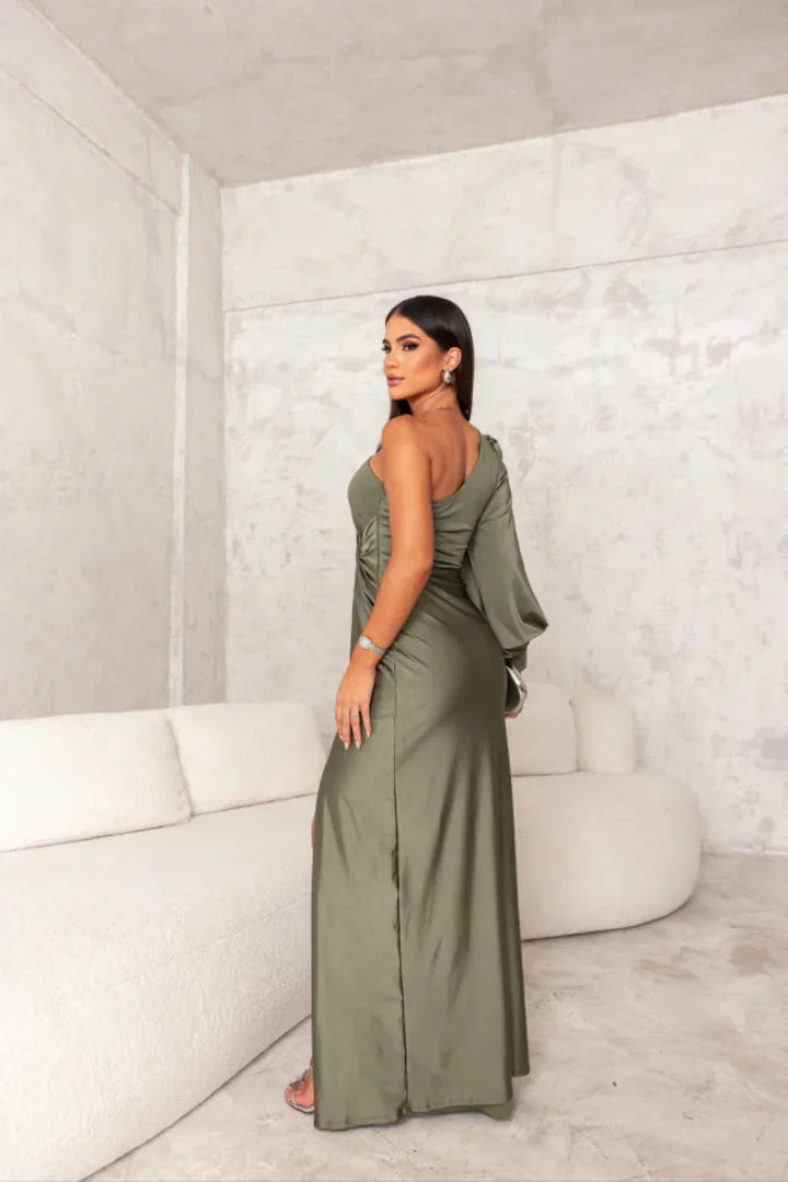 Seraphina - Asymmetric Satin Draped Gown™