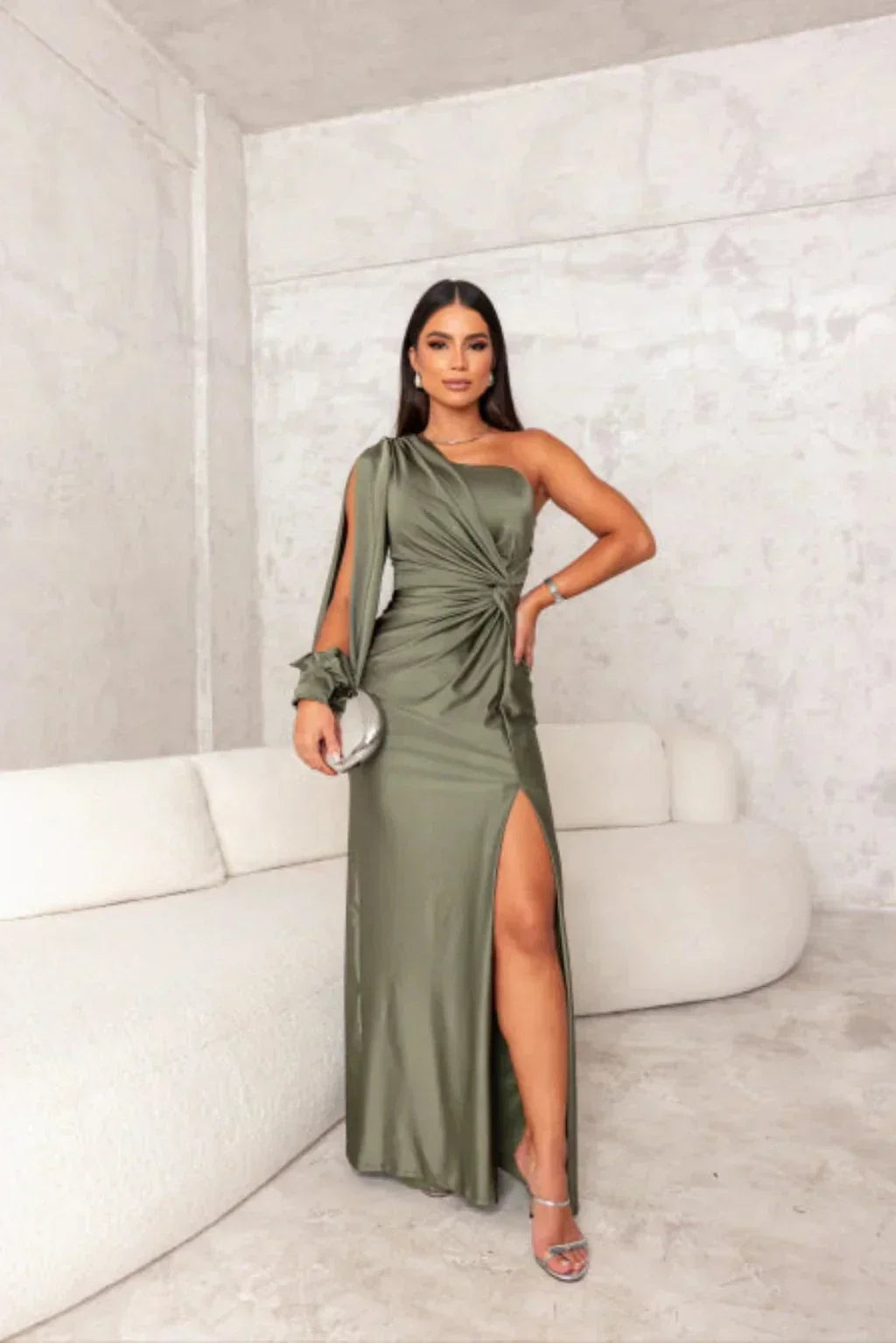 Seraphina - Asymmetric Satin Draped Gown™