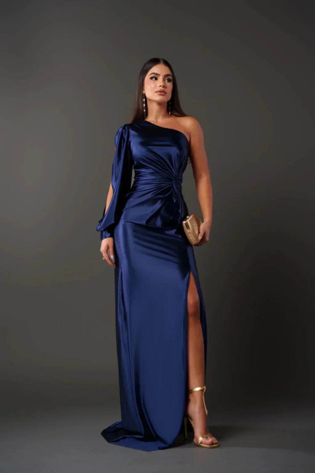 Seraphina - Asymmetric Satin Draped Gown™