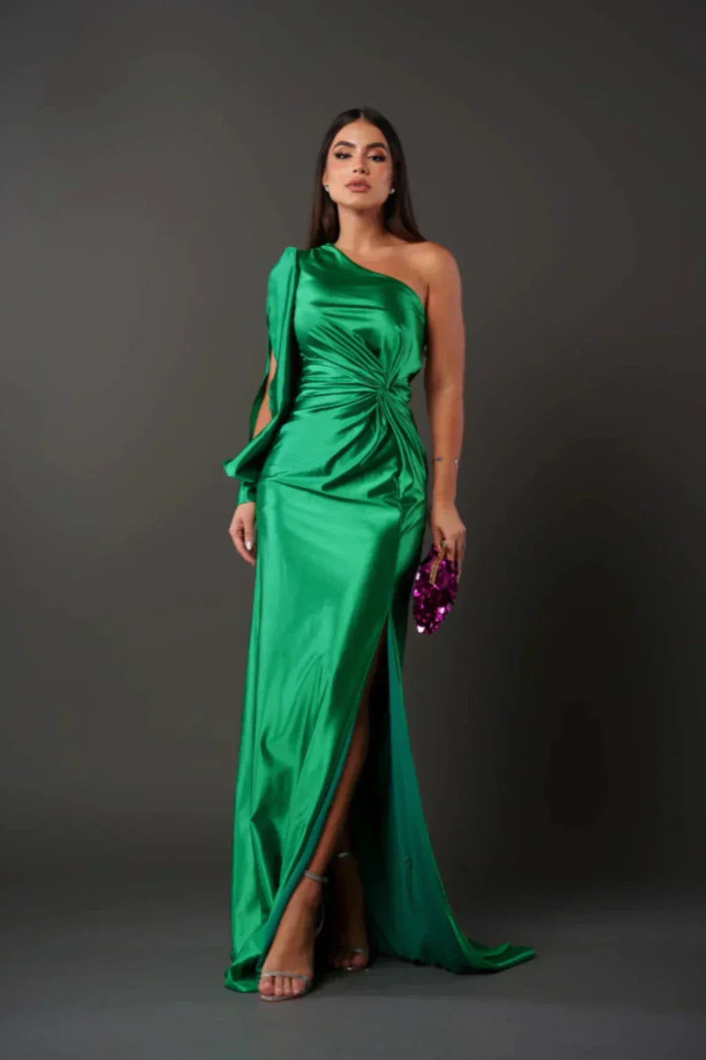 Seraphina - Asymmetric Satin Draped Gown™