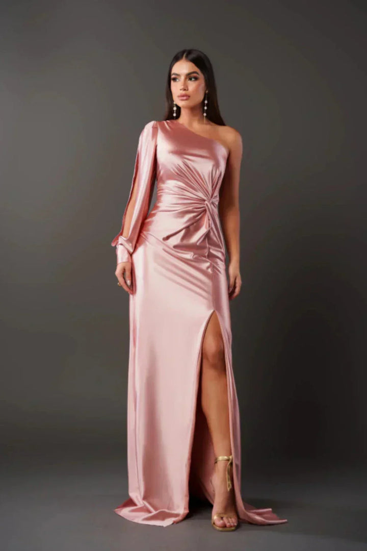 Seraphina - Asymmetric Satin Draped Gown™