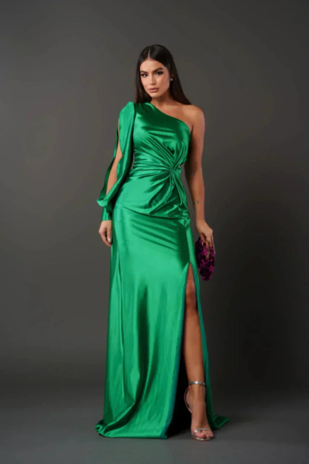 Seraphina - Asymmetric Satin Draped Gown™