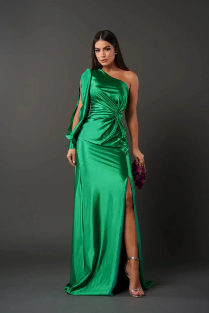 Seraphina - Asymmetric Satin Draped Gown™