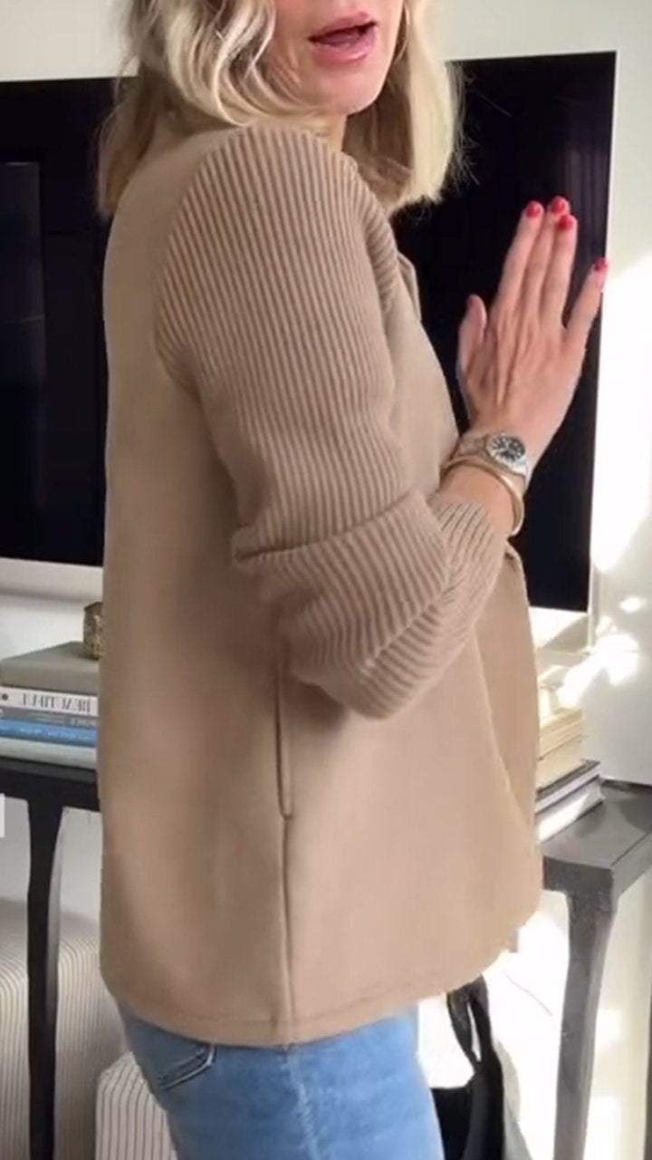 Lenora™ | Chic Knit-Sleeve Blazer