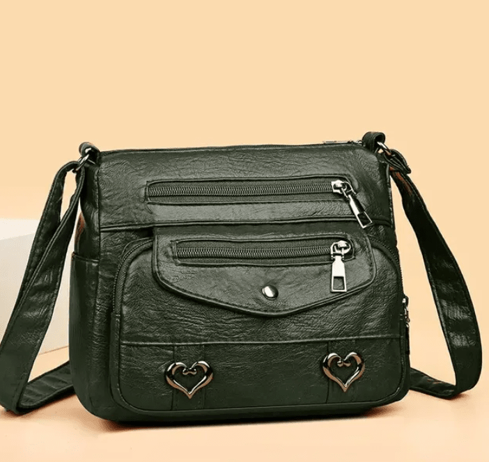 Lux - Trendy Heart Accent Crossbody Bag